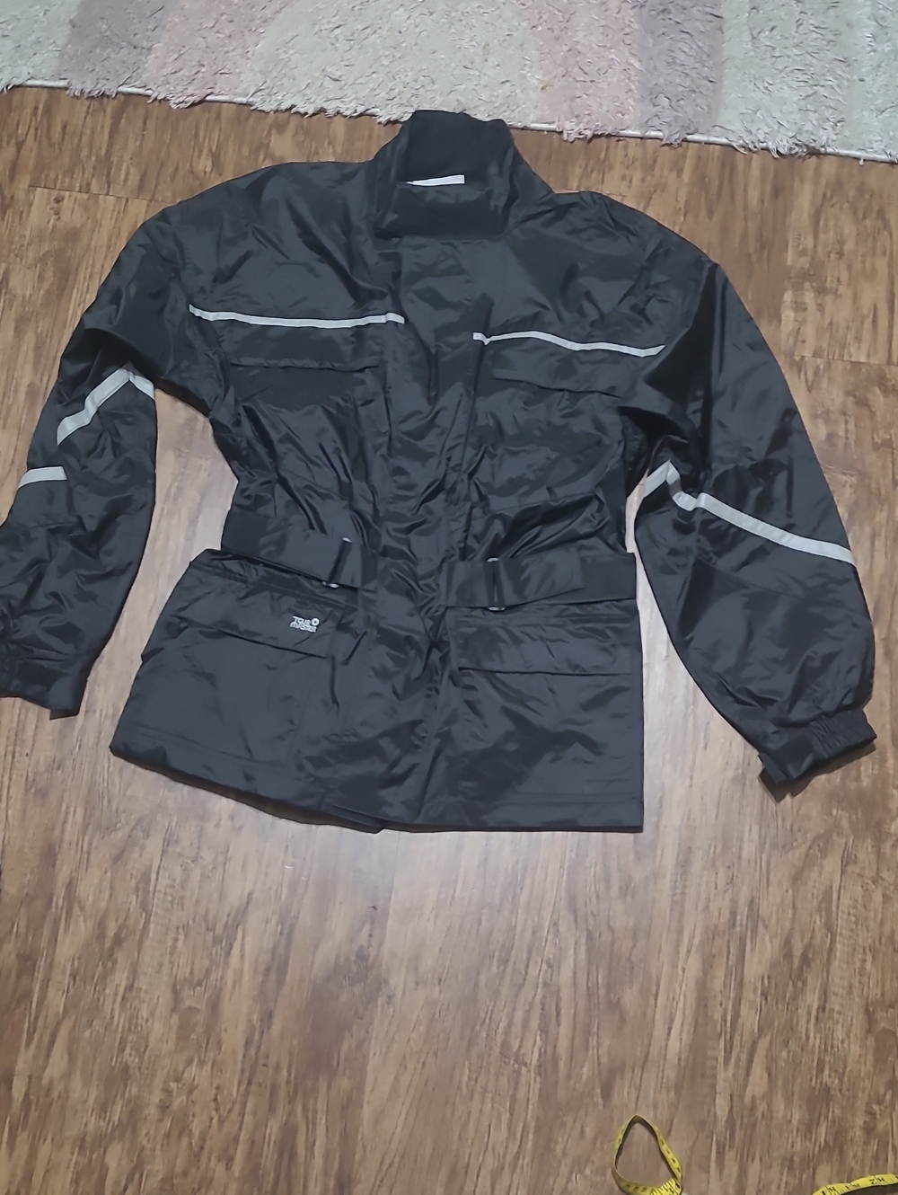Tour Master Mens Raincoat Large Black Weatherproof Biker Riding Jacket Coat